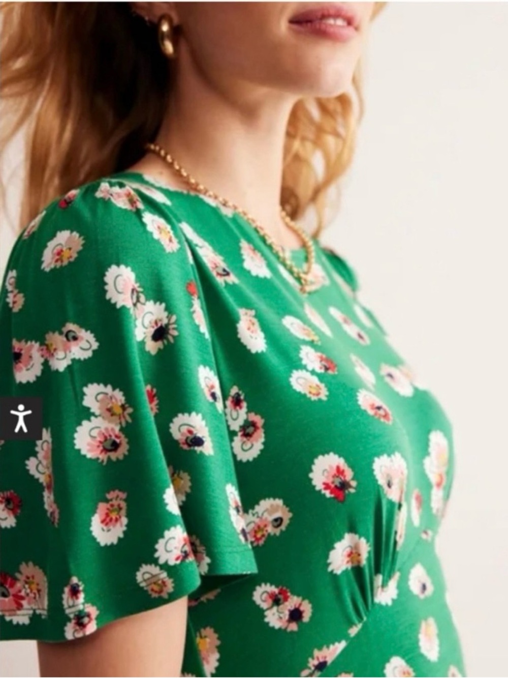 BODEN Midi Dress Ava Jersey Short Sleeve Floral Green 6P Petite - Picture 5 of 7